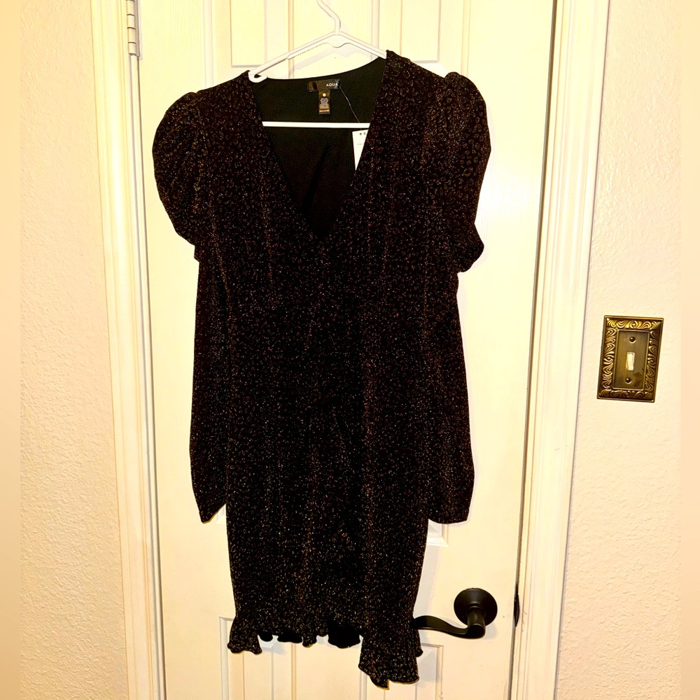 AQUA, Small, Black & Gold sparkly dress